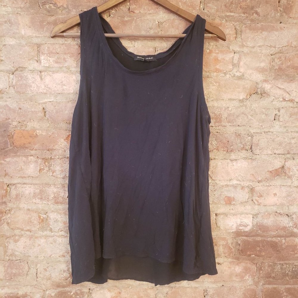 Banana Republic flowy black tank top with sheer panel in back Medium